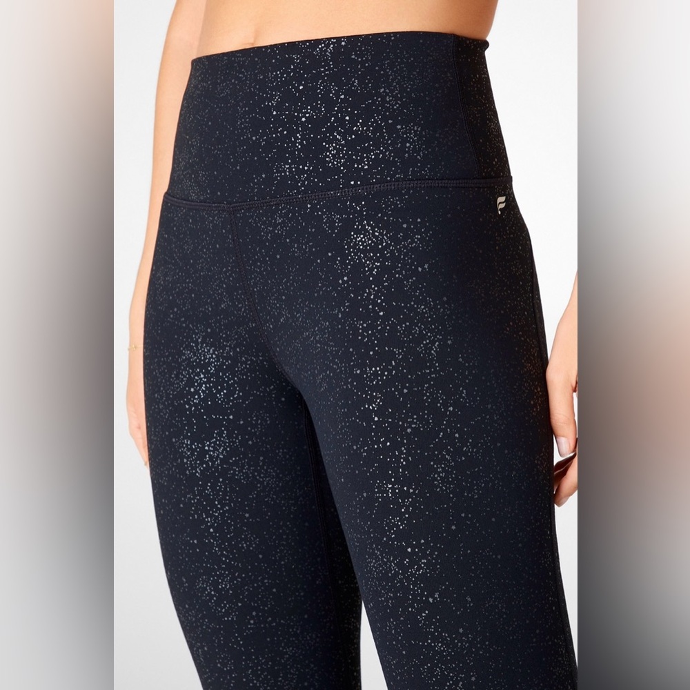 Fabletics Black Clear Glitz Zone High-Waisted 7/8 Legging | Small | Sassy | Rare